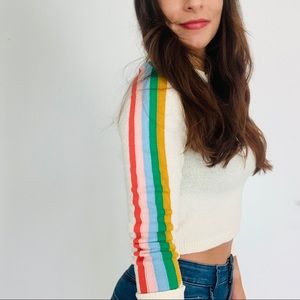 Rainbow sleeve knit top